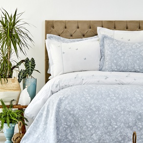 Набор постельное белье с покрывалом Karaca Home - Mariposa gri 2019-1 серый евро