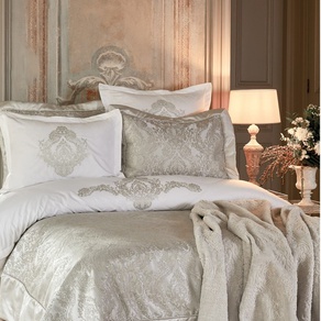Набор постельное белье с покрывалом + плед Karaca Home - Eldora gri 2020-1 серый евро (10)