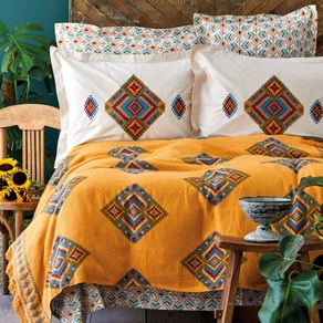 Набор постельное белье с покрывалом Karaca Home - Mentha hardal горчичный евро