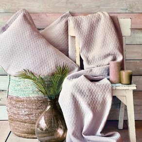 Покрывало с наволочками Karaca Home - Charm bold pudra пудровый 250*240 евро