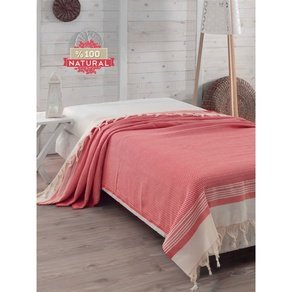 Хлопковое покрывало с бахромой Eponj Home Hasir (красное)