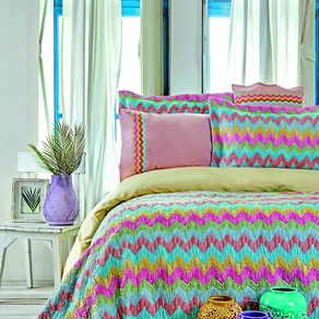 Набор постельное белье с покрывалом Karaca Home - Mood Prime Zigzag 2020-2 полуторный
