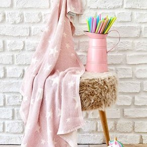Детское покрывало пике Karaca Home - Baby star pembe розовый 80*120