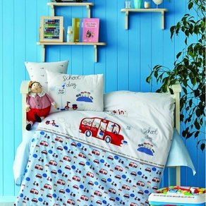 Постельное белье для младенцев Karaca Home - School bus mavi 2020-2 голубой ранфорс