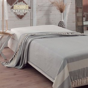 Хлопковое покрывало с бахромой Eponj Home Baliksirti (серое)