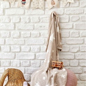 Детское покрывало пике Karaca Home - Baby star bej бежевый 80*120