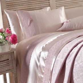 Набор постельное белье с пледом пике Karaca Home - Tugce 2016 g. kurusu розовое евро