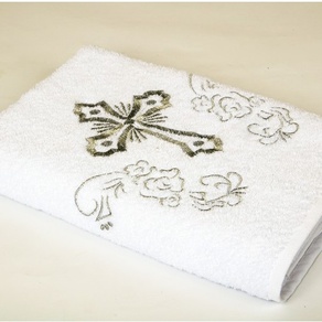 Крыжма -полотенце для крещения с вышивкой Lotus 70*140 см (серебро)