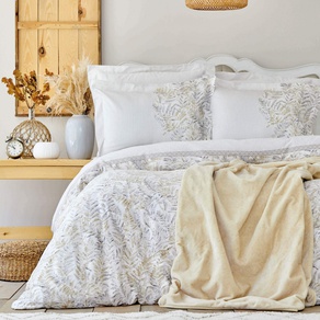 Набор постельное белье с пледом Karaca Home - Bled gri серый евро