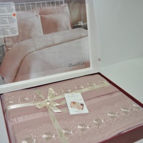 Элитное постельное белье NAZENIN WEDDING SATIN - Dantel (розовый)
