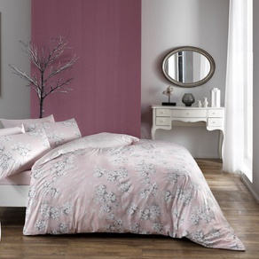 Постельное белье Tac сатин - Flora розовый евро