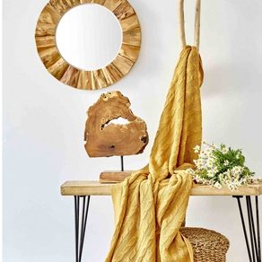 Плед вязанный Karaca Home - Sofa hardal горчичный 130*170