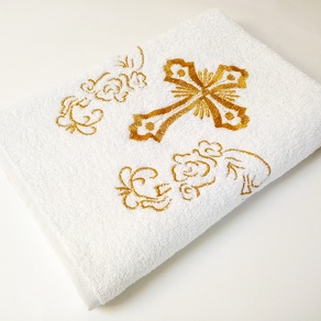 Крыжма -полотенце для крещения с вышивкой Lotus 70*140 см (золото)
