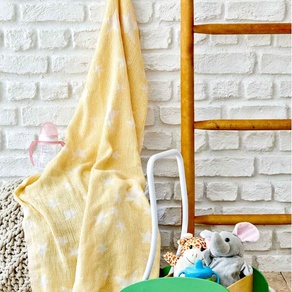 Детское покрывало пике Karaca Home - Baby star sari желтый 80*120