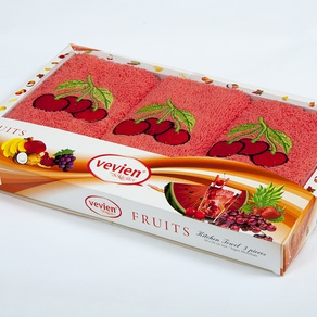 Набор махровых полотенец Vevien - Cherry 30*50 см (3шт)