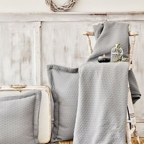 Покрывало с наволочками Karaca Home - Charm bold gri серый 250*240 евро