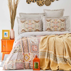Набор постельное белье с пледом Karaca Home - Adonita turuncu оранжевый евро