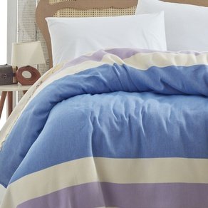 Покрывало Eponj Home Buldan Pike - Mavi-Lila вафельное 200*235