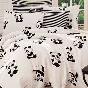 Покрывало пике Eponj Home B&W - Panda siyah-beyaz вафельное 160*235