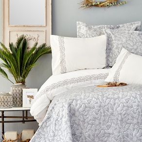 Набор постельное белье с покрывалом Karaca Home - Carolina gri серый евро